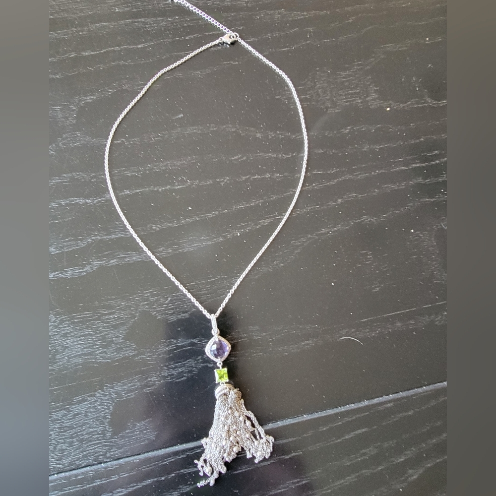 STERLING SILVER AMETHYST AND PERIDOT NECKLACE